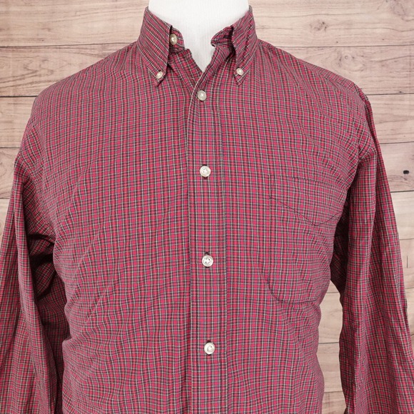 GH BASS & CO LONG SLEEVE RED PLAID BUTTON DOWN SHIRT MENS SIZE M MEDIUM - Picture 1 of 7